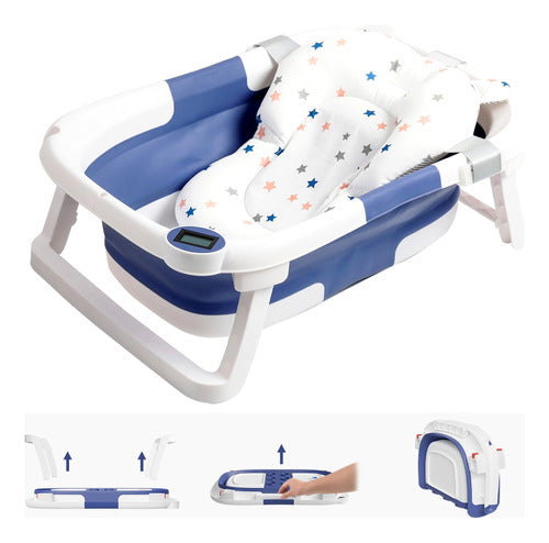 BAÑERA BEBE PLEGABLE COJIN + TERMOMETRO 👶🏻🛁🧼